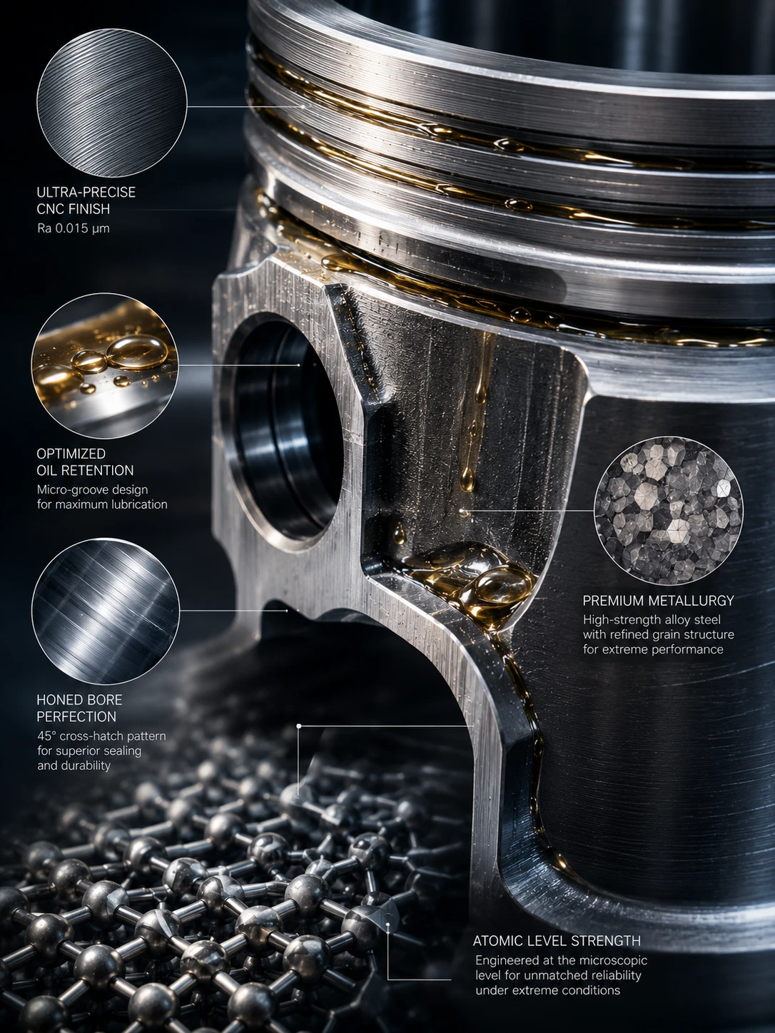 DSG piston technical details and metallurgy